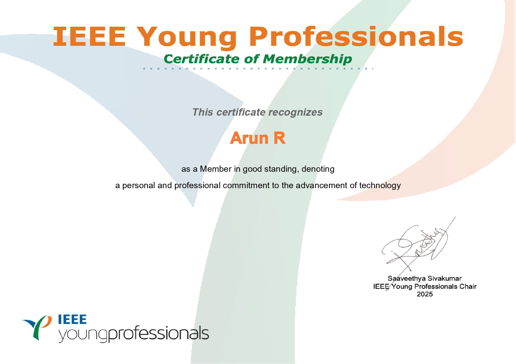 Young Professionals Membership Certificate
